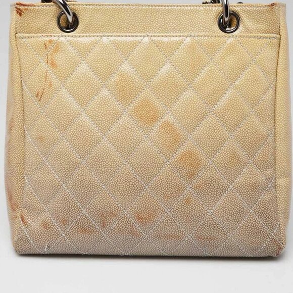 Chanel Beige Quilted Patent Caviar Leather Petite Reissue Shopping Tote Bag - Picture 7 of 12